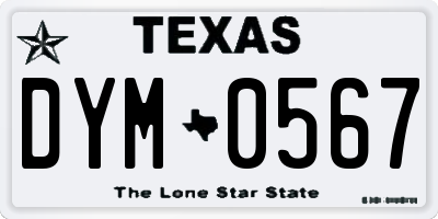 TX license plate DYM0567