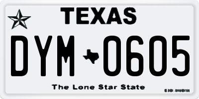 TX license plate DYM0605