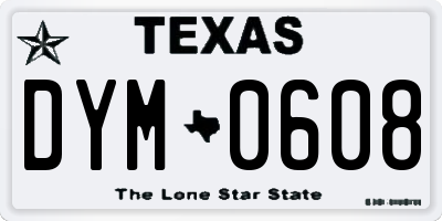 TX license plate DYM0608