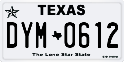TX license plate DYM0612