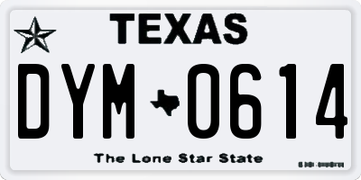 TX license plate DYM0614