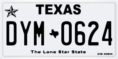 TX license plate DYM0624