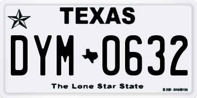 TX license plate DYM0632