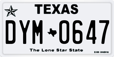 TX license plate DYM0647