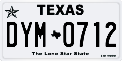 TX license plate DYM0712
