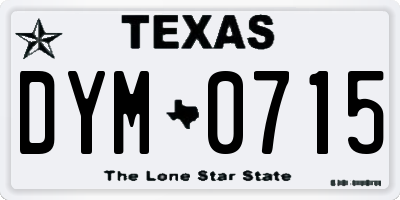 TX license plate DYM0715