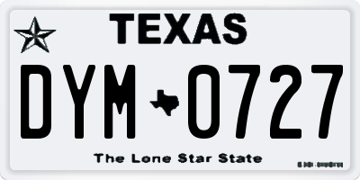 TX license plate DYM0727
