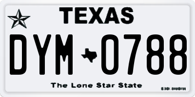TX license plate DYM0788