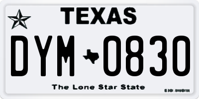 TX license plate DYM0830