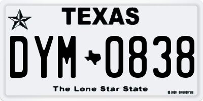 TX license plate DYM0838