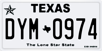 TX license plate DYM0974