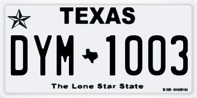 TX license plate DYM1003