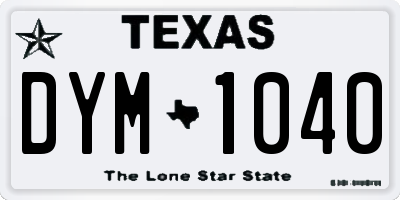 TX license plate DYM1040