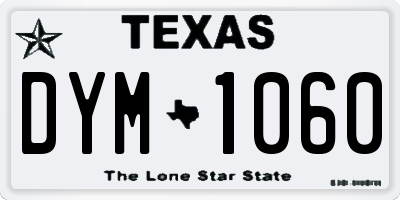 TX license plate DYM1060