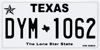 TX license plate DYM1062