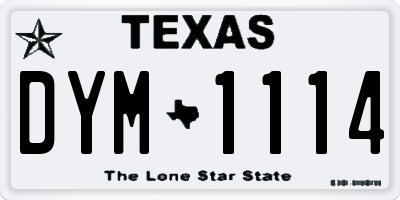 TX license plate DYM1114