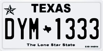 TX license plate DYM1333