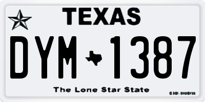 TX license plate DYM1387