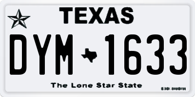TX license plate DYM1633