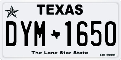 TX license plate DYM1650