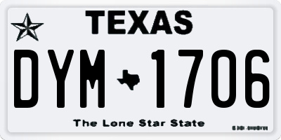 TX license plate DYM1706