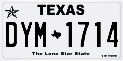 TX license plate DYM1714
