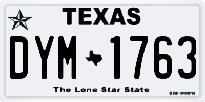 TX license plate DYM1763