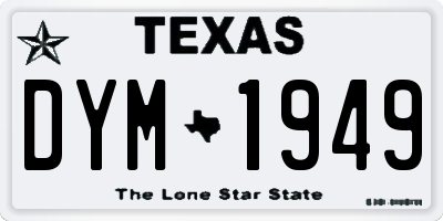 TX license plate DYM1949