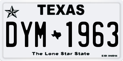 TX license plate DYM1963