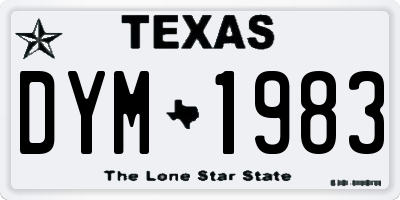 TX license plate DYM1983