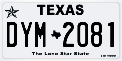 TX license plate DYM2081