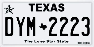 TX license plate DYM2223