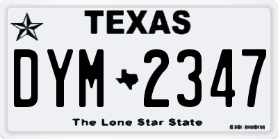 TX license plate DYM2347