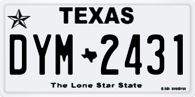 TX license plate DYM2431