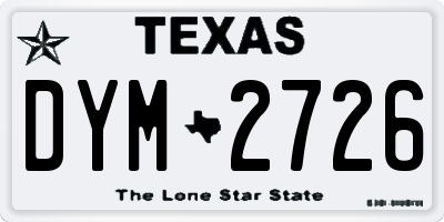 TX license plate DYM2726