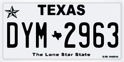 TX license plate DYM2963