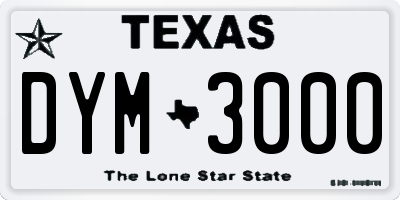 TX license plate DYM3000