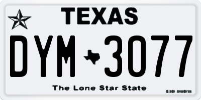 TX license plate DYM3077