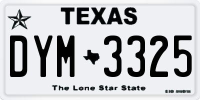 TX license plate DYM3325