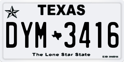 TX license plate DYM3416