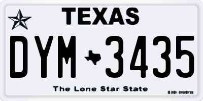 TX license plate DYM3435