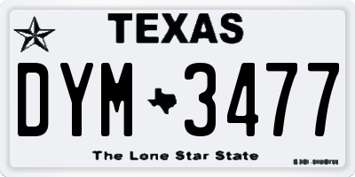 TX license plate DYM3477