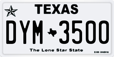 TX license plate DYM3500