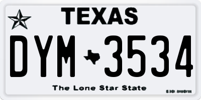 TX license plate DYM3534