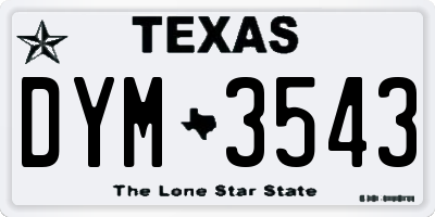 TX license plate DYM3543