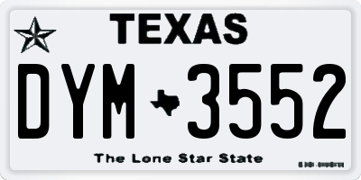 TX license plate DYM3552