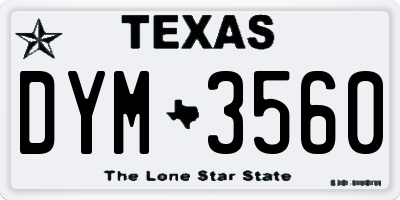 TX license plate DYM3560