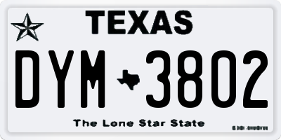 TX license plate DYM3802
