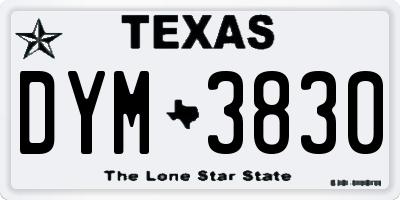 TX license plate DYM3830