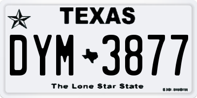TX license plate DYM3877